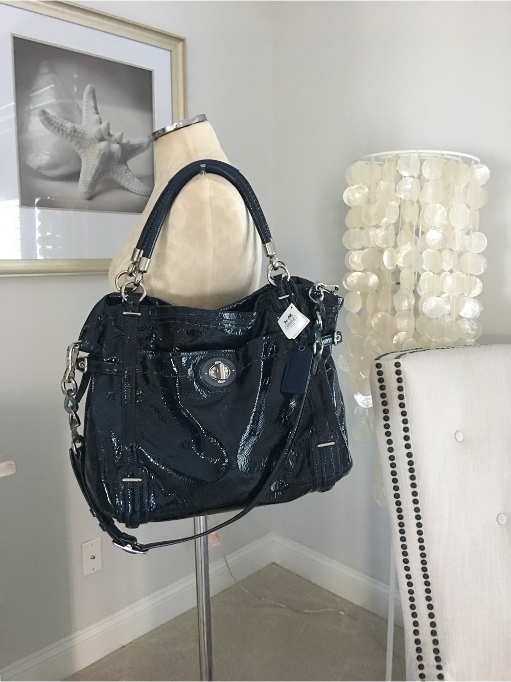 NWT Coach Audrey Flagship Patent Navy Tote 17063 Rare $598